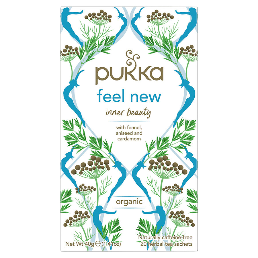 Pukka Feel New Organic, tisane de fruits et d'herbes, anis, fenouil et cardamome, 2 g x 20 sachets