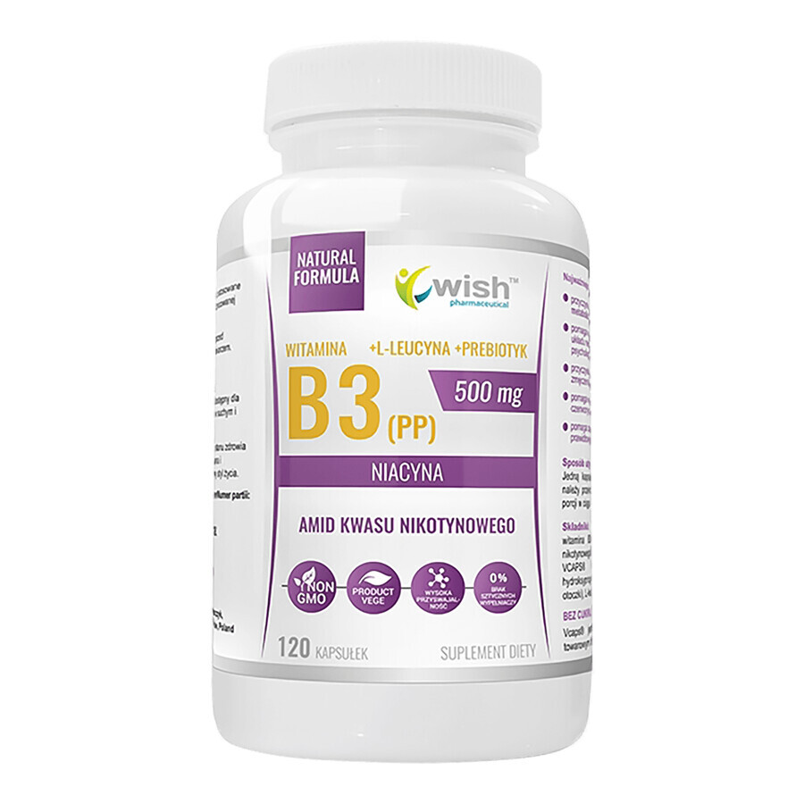 Wish Vitamine B3 500 mg, niacine 120 gélules