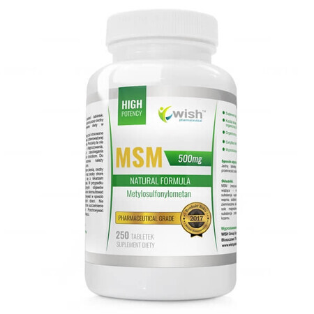 Wish, Sulf organic MSM 500 mg, 250 comprimate