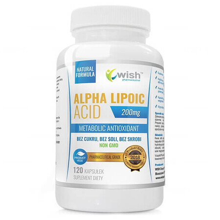 Wish, Acide alpha-lipoïque ALA 200 mg, 120 gélules