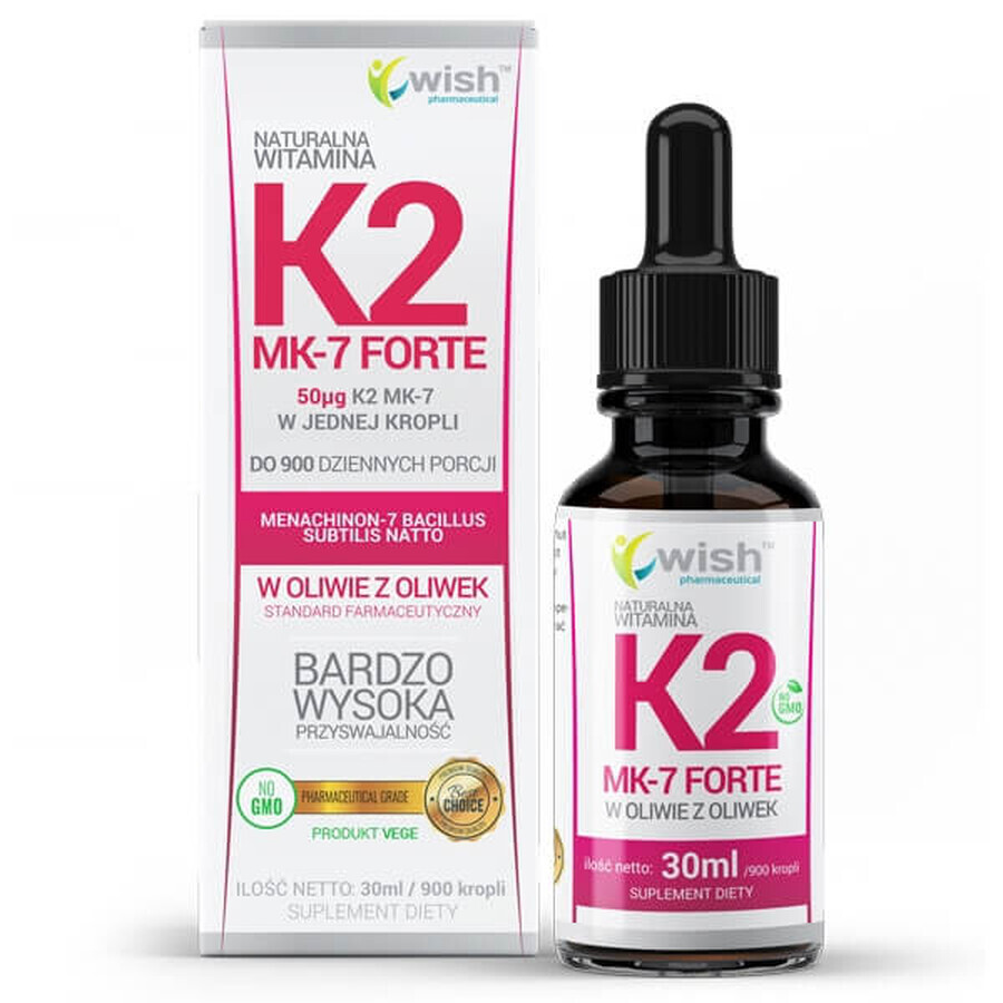 Wish K2 MK-7 Forte 50 μg, vitamine K, 30 ml