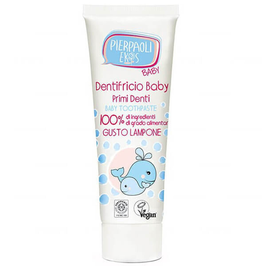 Ekos Baby, eerste tandpasta voor baby's, framboos met kamille-extract, 75 ml