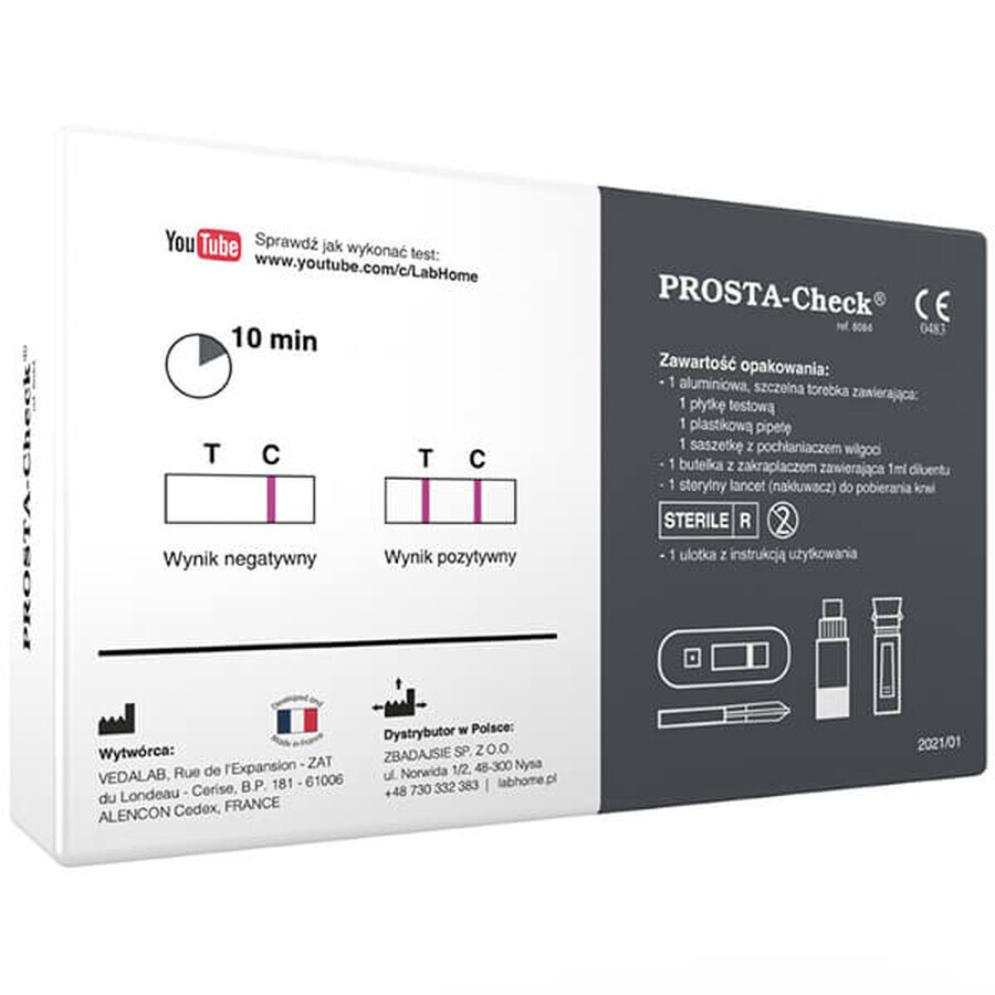 LabHome Prosta-Check, test sanguin pour les niveaux élevés de PSA, diagnostic de la prostate, 1 pièce