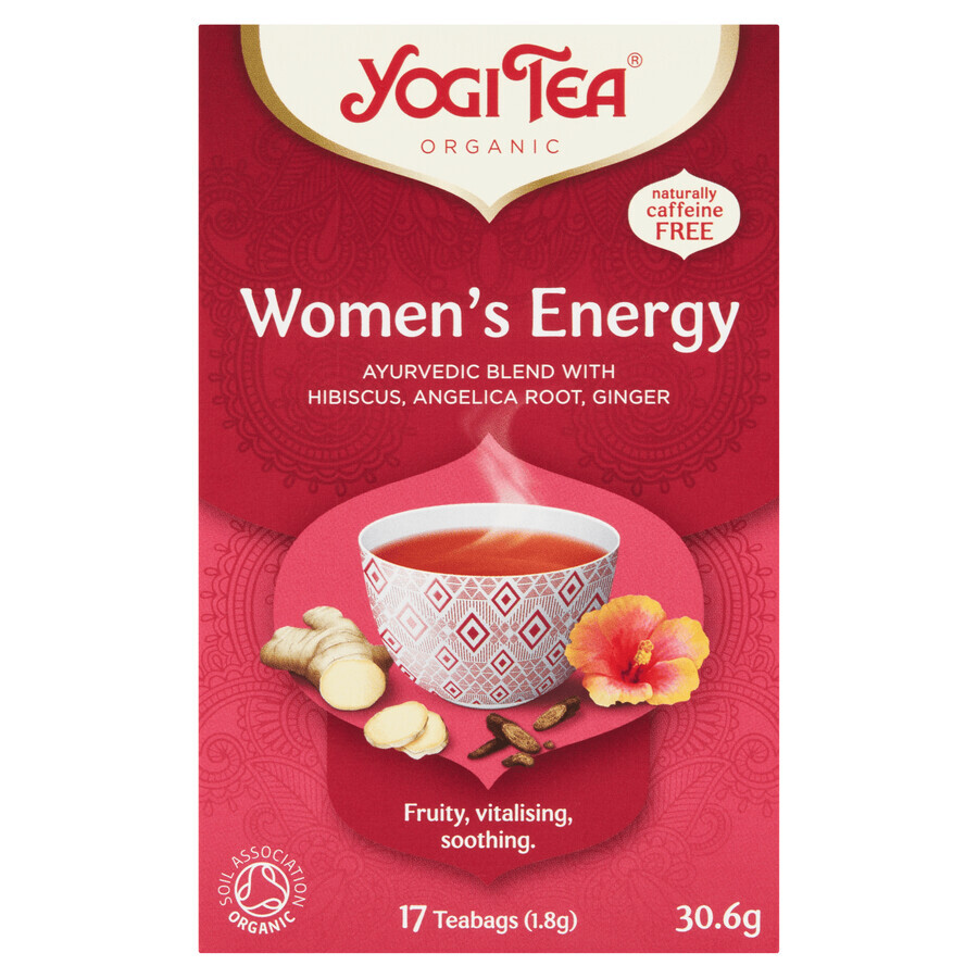 Yogi Tea Women's Energy, té energético para mujeres, BIO, 1,8 g x 17 bolsitas