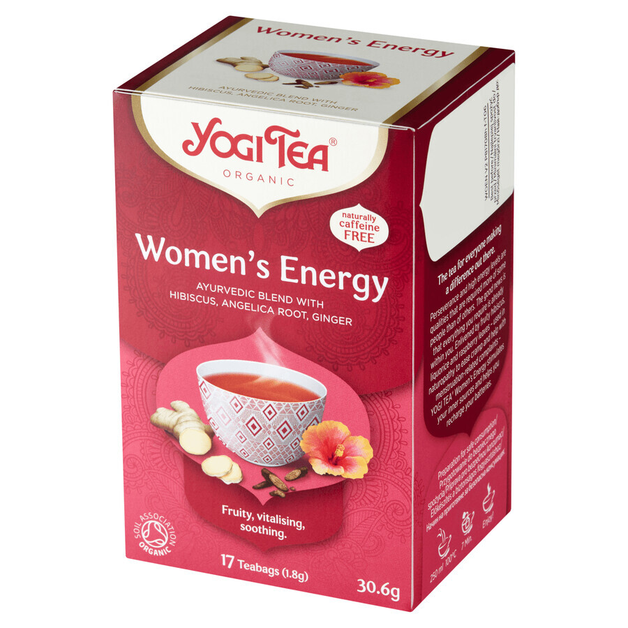 Yogi Tea Women's Energy, té energético para mujeres, BIO, 1,8 g x 17 bolsitas