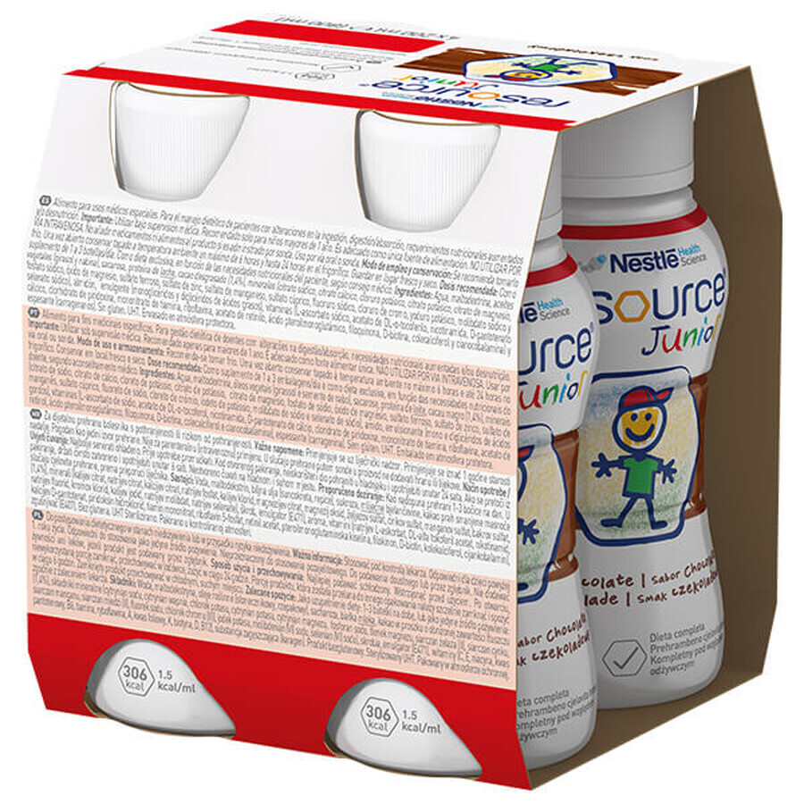 Resource Junior, préparation nutritionnelle à partir de 1 an, goût chocolat, 4 x 200 ml