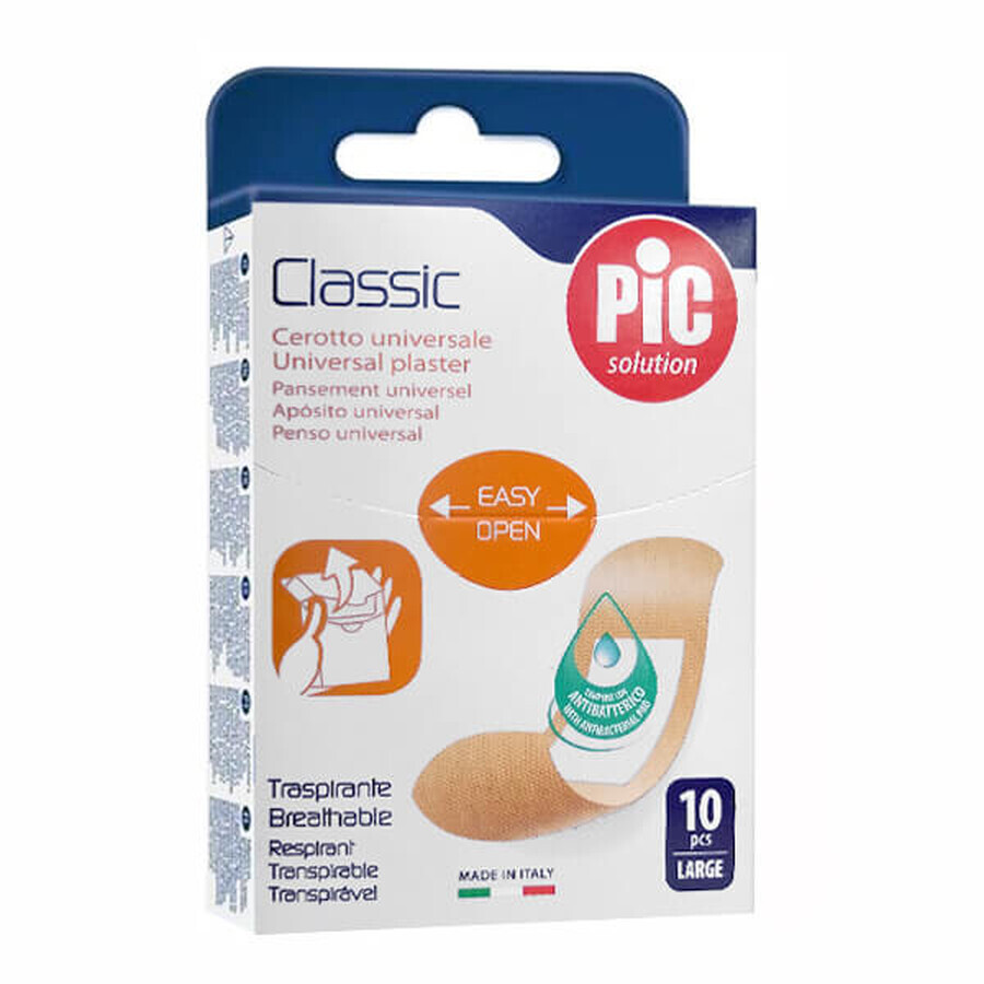 Pic Solution Classic plaster dressing, antibacterial, large, 25 mm x 72 mm, 10 pieces