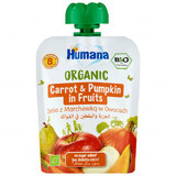 Humana, Mousse bio, potiron et carotte aux fruits, après 8 mois, 90 g