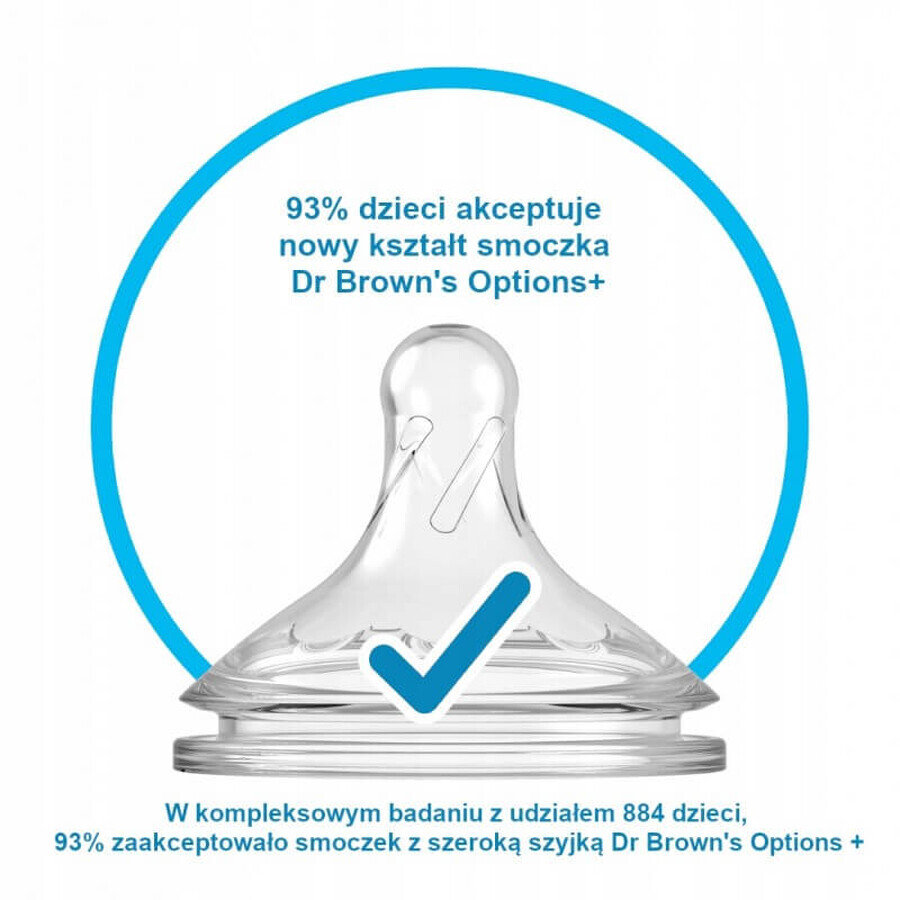 Dr Browns Options+, biberon anti-colique, à col large, avec tétine, 2 x 150 ml