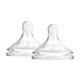 Dr Brown&#39;s Options+ Wide Neck Silicone Baby Bottle Nipple, Level 2, Natural Flow, 3-6 Months, 2 Pack