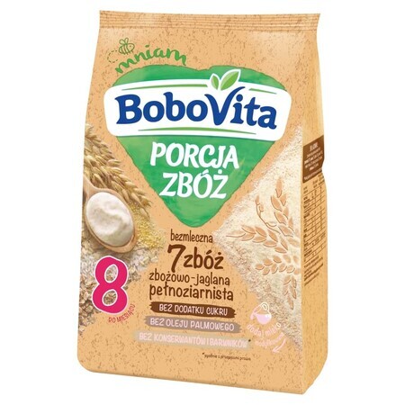 BoboVita Porcja Zbóż porridge 7 céréales, bouillie de céréales et d'oeufs, sans lait, sans sucre ajouté, après 8 mois, 170 g