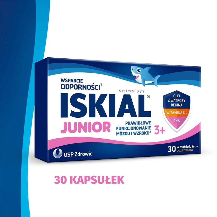 Iskial Junior, over 3 years, lemon flavor, 30 chewable capsules