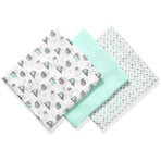 BabyOno, couche en bambou, menthe, 70 x 70 cm, 3 pcs