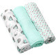 BabyOno, couche en bambou, menthe, 70 x 70 cm, 3 pcs