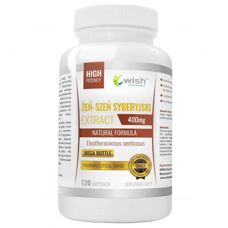 Wish, Extrait de Ginseng Sibérien 400 mg, 120 gélules