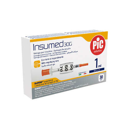 Pic Solution Insumed, insulin syringes 1 ml, 30G x 8mm, 30 units