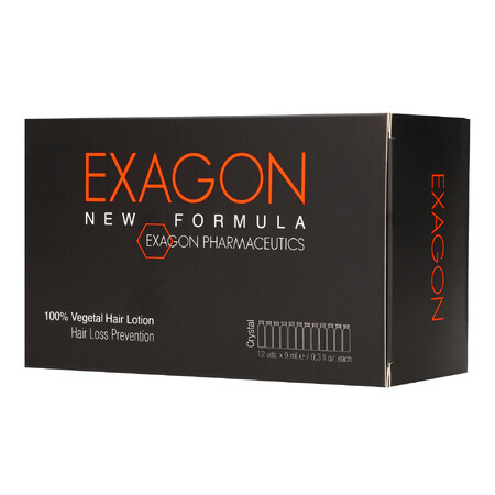 Exagon New Formula, traitement de la chute des cheveux, ampoules, 12 x 9 ml