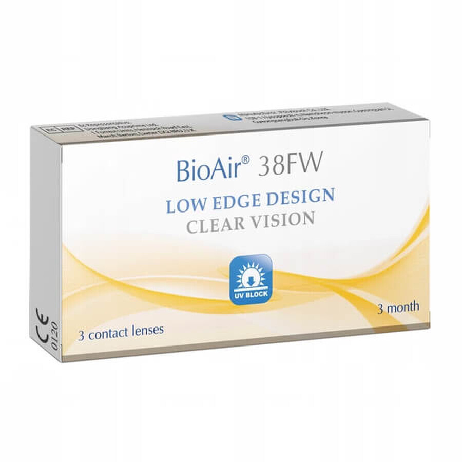 BioAir 38FW, lentilles de contact, quart, -2.00, 3 pcs