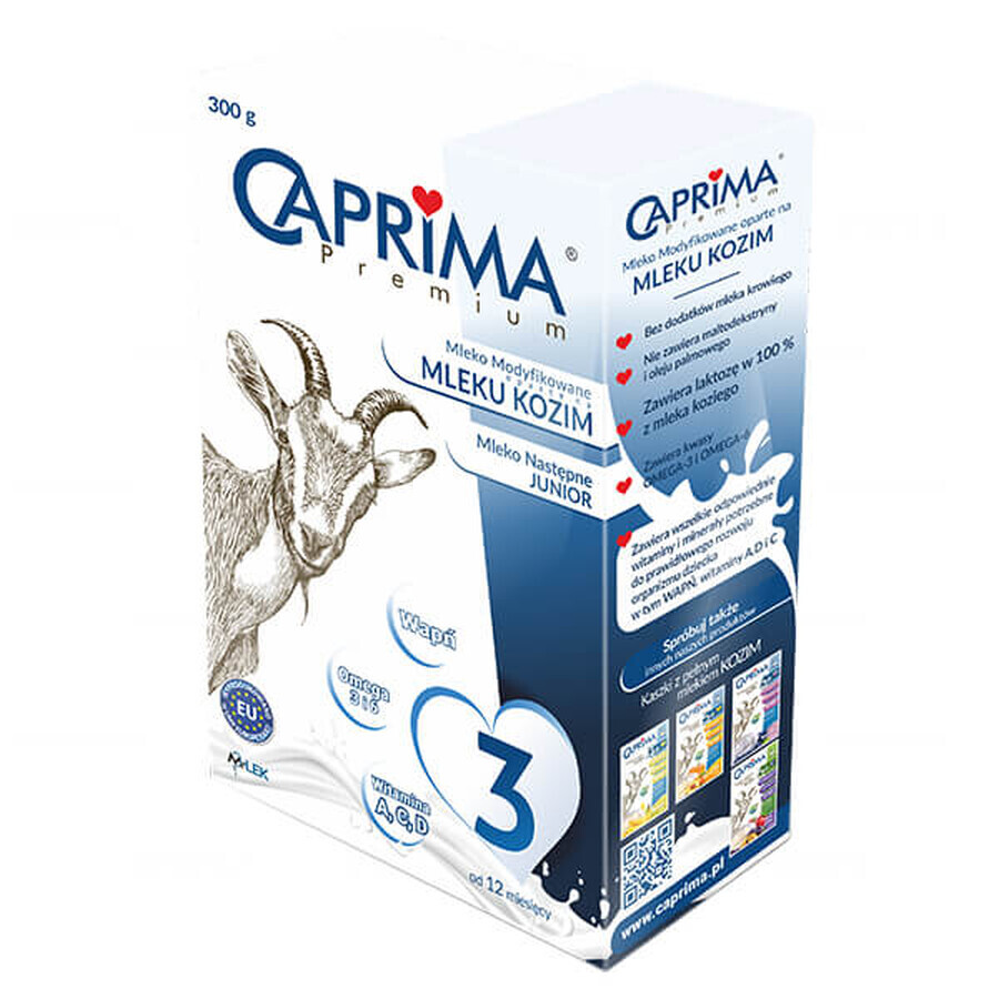 Caprima Premium 3 Junior, fórmula a base de leche de cabra, a partir de 12 meses, 300 g