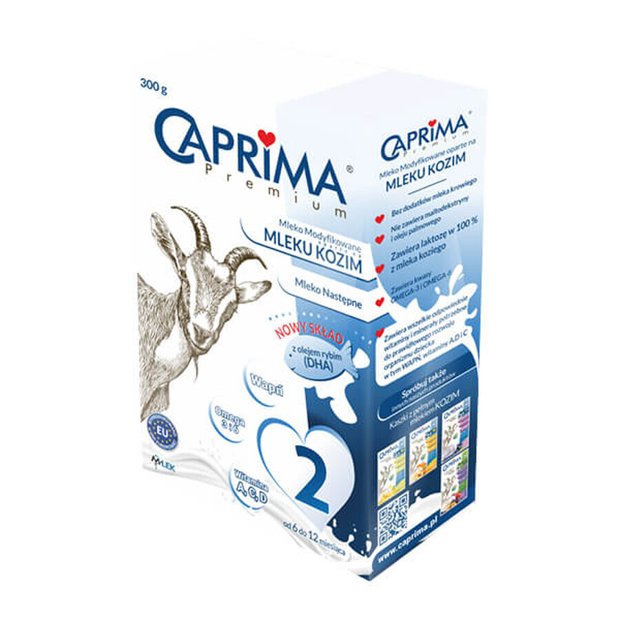 Caprima Premium 2, lait de suite à base de lait de chèvre, dès 6 mois, 300 g