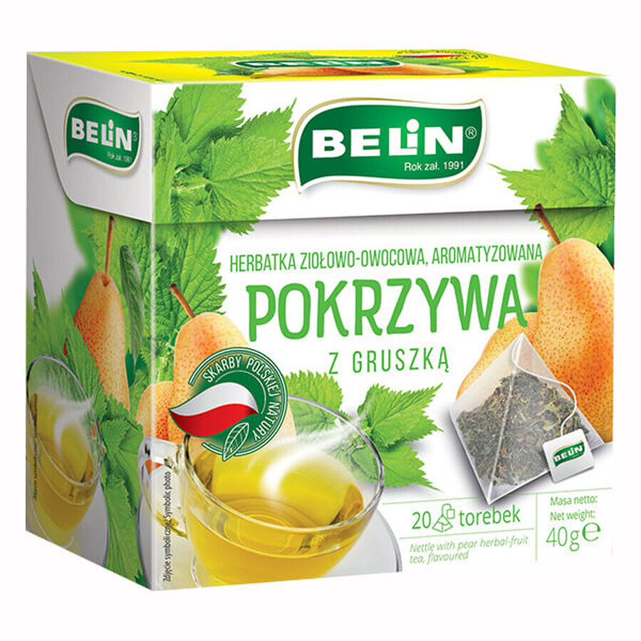 Belin Ortie à la Poire, tisane aux herbes et aux fruits, aromatisée, 2 g x 20 sachets