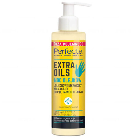 DAX Perfecta Extra Oils, guantes de silicona, crema-aceite para manos, uñas y cutículas, 195 ml