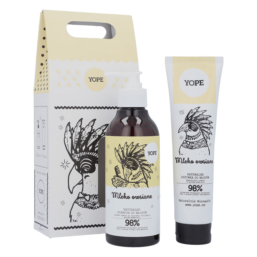 Set lapte de ovăz Yope, șampon natural pentru păr normal, 300ml + balsam natural pentru păr, 170ml