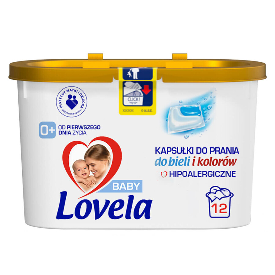 Lovela, capsules de lavage, hypoallergénique, blanc et couleur, 12 pièces