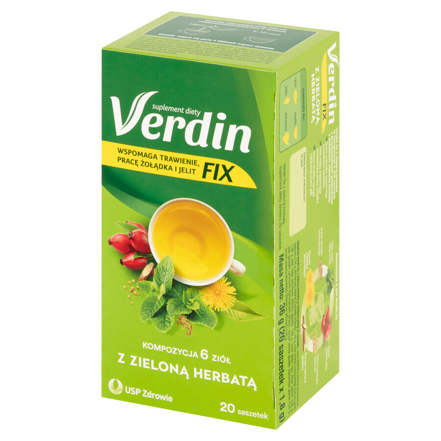 Verdin Fix met groene thee, 20 zakjes