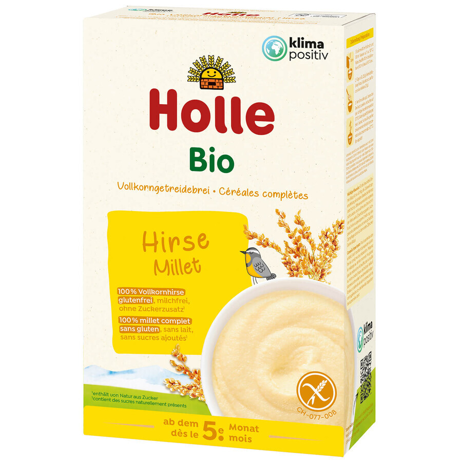 Bouillie de millet complet Holle Bio, sans produits laitiers, après 5 mois, 250 g