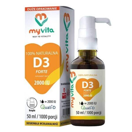 MyVita Natural D3 Forte, vitamine D 2000 IE, druppels, 50 ml