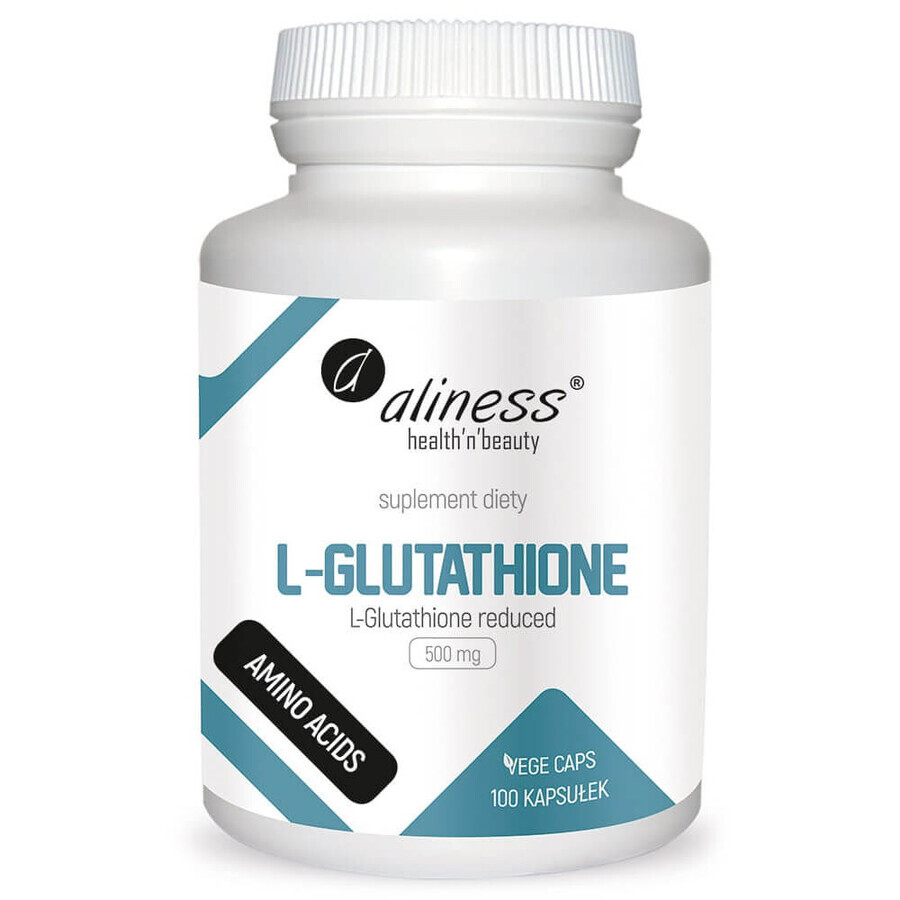 Aliness L-Glutathione Reduced, L-Glutathione Reduced 500 mg, 100 gélules végétales