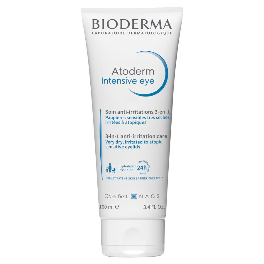 Bioderma Atoderm Intensive Eye, soin 3-en-1 pour la peau irritée des paupières, 100 ml