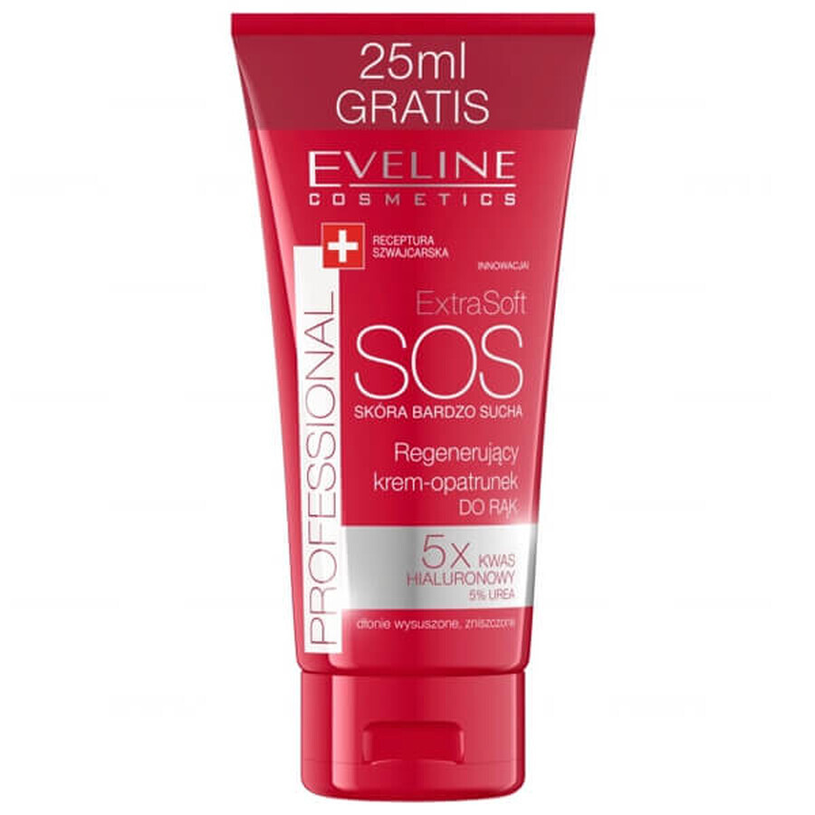 Eveline Cosmetics ExtraSoft SOS, crème de soin pour les mains, peaux très sèches, 75 ml + 25 ml en cadeau