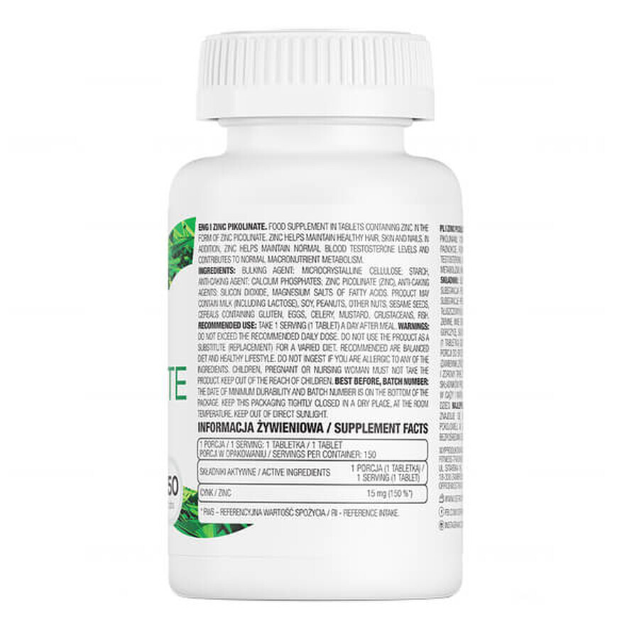 OstroVit Zinc Picolinate, zinc 15 mg, 150 comprimés