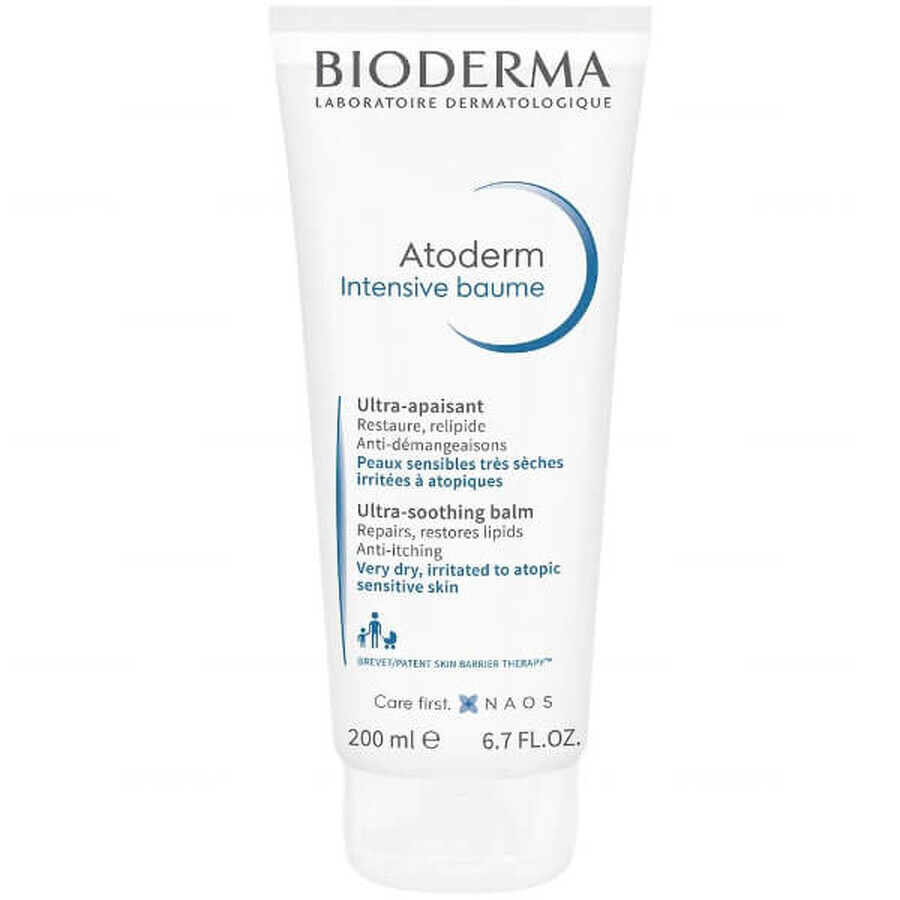 Bioderma Atoderm Intensive Baume, loción emoliente calmante, pieles secas y atópicas, desde el nacimiento, 200 ml