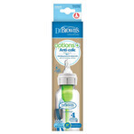 Dr Brown's Options+, biberon anti-colique, verre, standard, col étroit, avec tétine, niveau 1, 0-3 mois, 250 ml