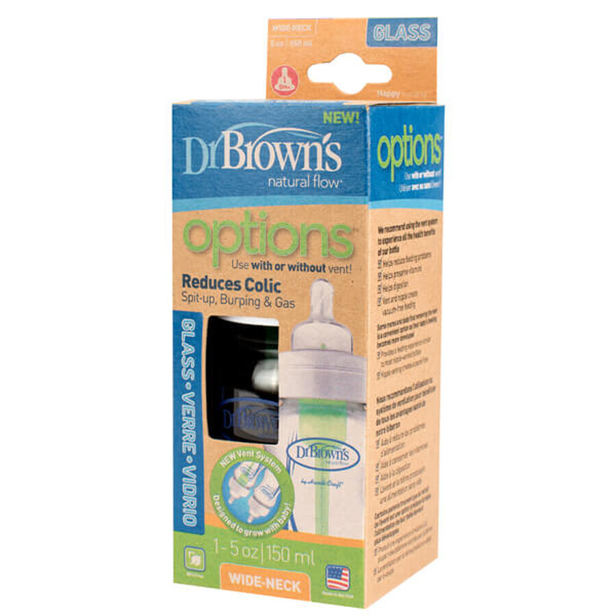 Dr Brown's, glass bottle, wide neck Options +, 150 ml, 1 pc