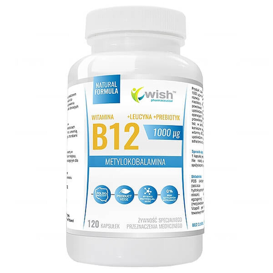 Wish Vitamine B12 1000 µg + prébiotique, 120 gélules