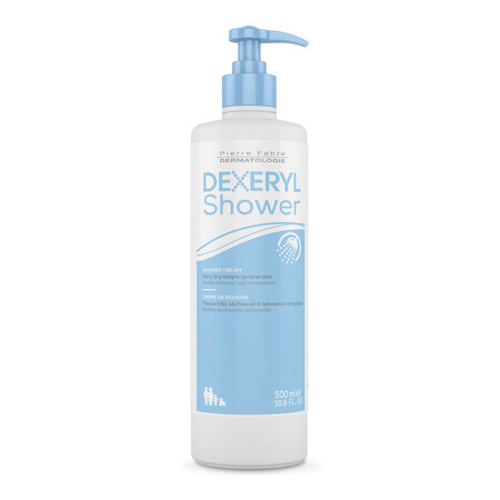 Dexeryl, Douche, crème nettoyante pour bébés, enfants et adultes, peaux très sèches et atopiques, 500 ml