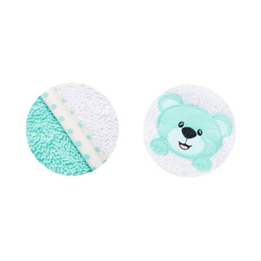 Bocioland, bathrobe, 100 x 100 cm, terry towel, hooded towel, aqua teddy bear, 1 pc