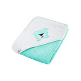 Bocioland, bathrobe, 100 x 100 cm, terry towel, hooded towel, aqua teddy bear, 1 pc