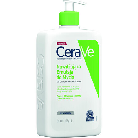 CeraVe, feuchtigkeitsspendende Emulsion mit Ceramiden zum Waschen, normale und trockene Haut, 1000 ml