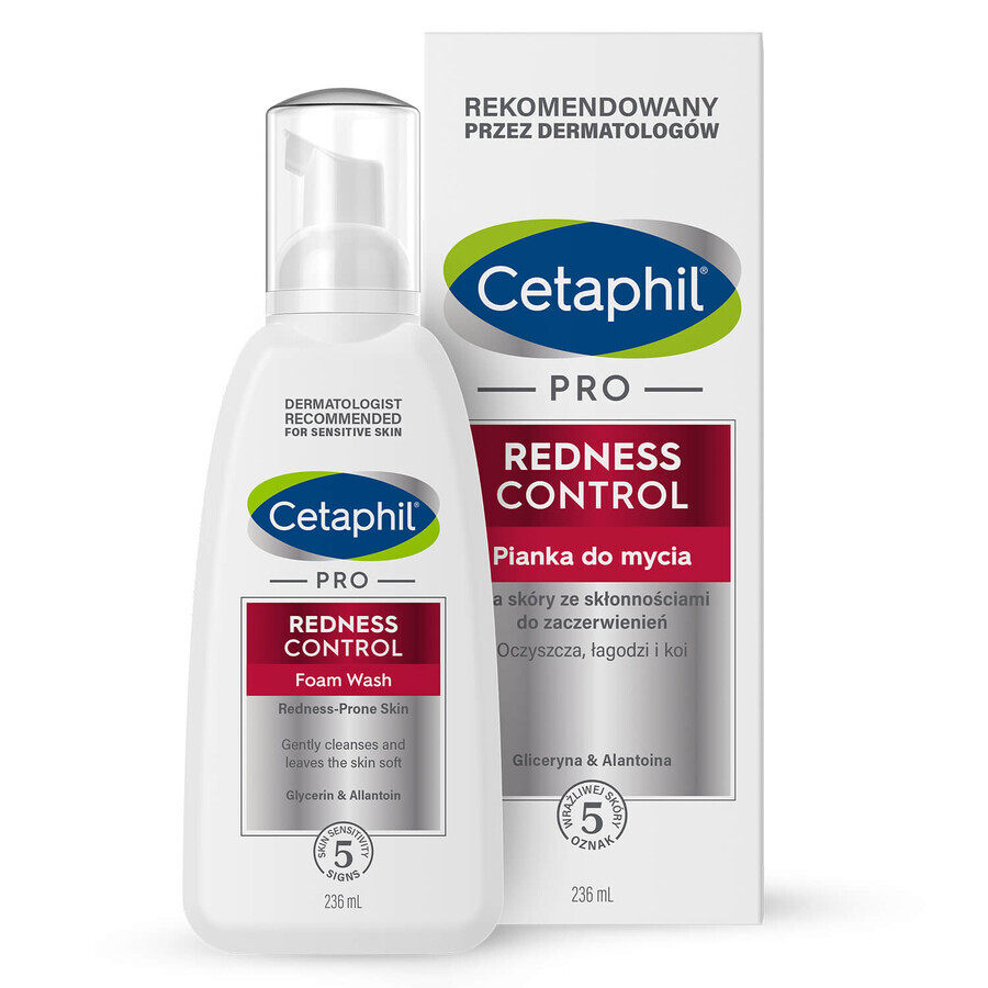 Cetaphil Pro Redness Control, mousse nettoyante pour le visage, peau sensible, 236 ml