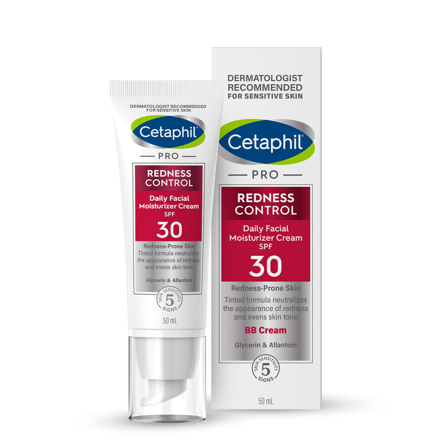 Cetaphil Pro Redness Control BB, crème de jour hydratante, peau sensible, SPF 30, 50 ml