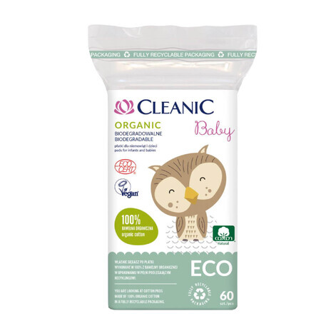 Cleanic Eco Baby Organic, cotons pour bébés et enfants, 60 pièces