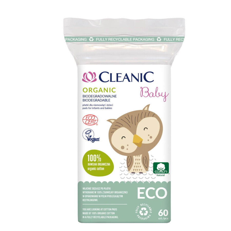 Cleanic Eco Baby Organic, cotons pour bébés et enfants, 60 pièces