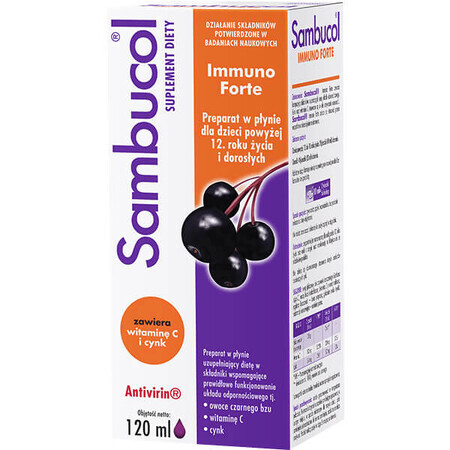 Sambucol Immuno Forte, liquide pour enfants de plus de 12 ans et adultes, 120 ml