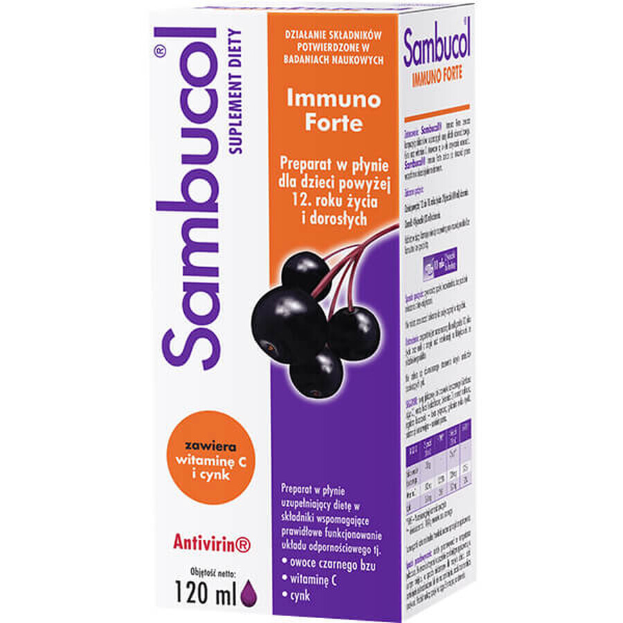 Sambucol Immuno Forte, liquide pour enfants de plus de 12 ans et adultes, 120 ml