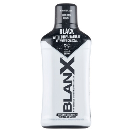 BlanX Black, bain de bouche blanchissant au charbon actif, 500 ml